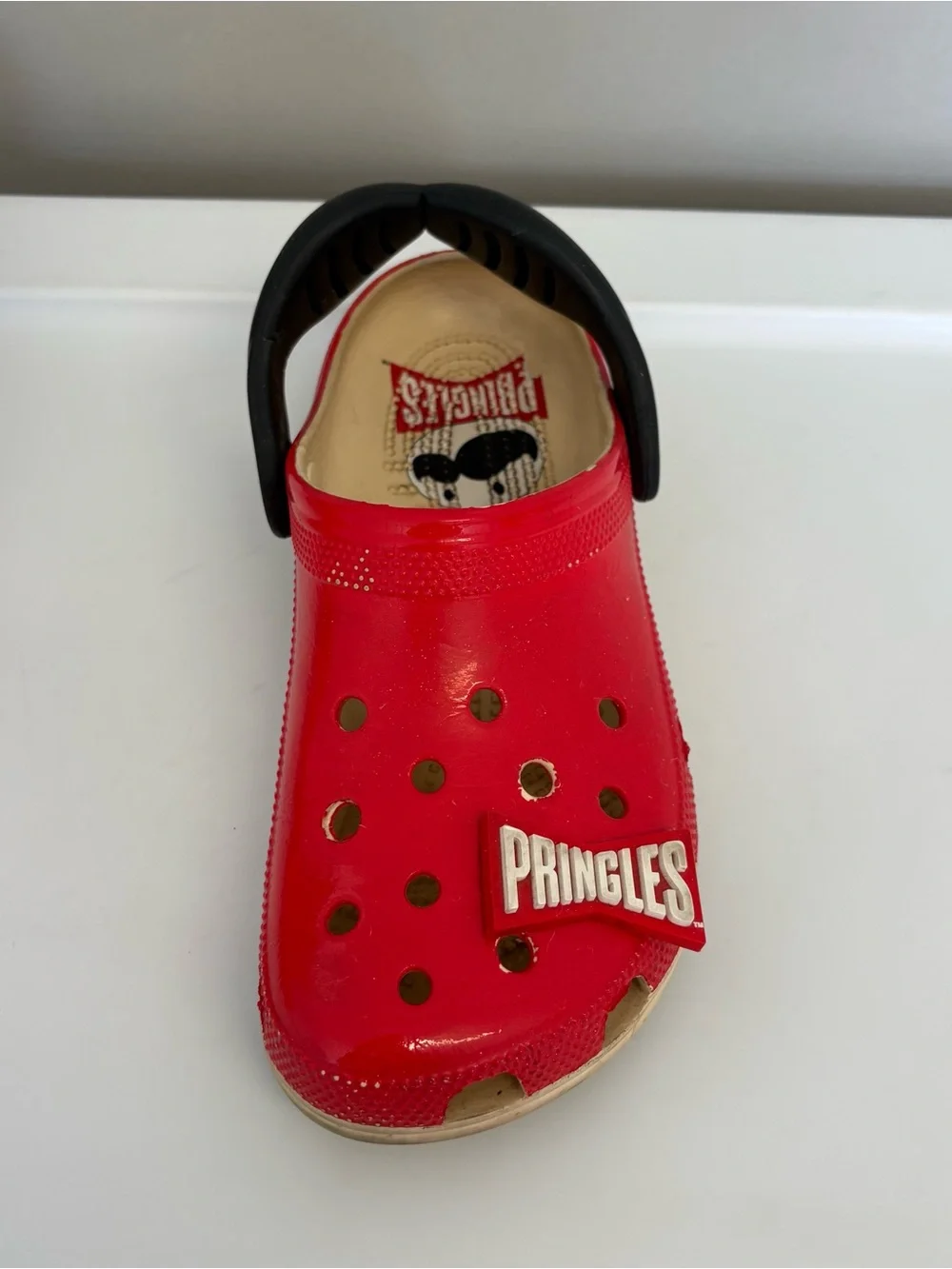 Crocs x pringles collaboration red and orange slip on shoes M7 W9